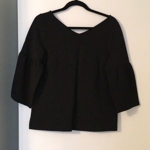 3/4 sleeve black v neck top